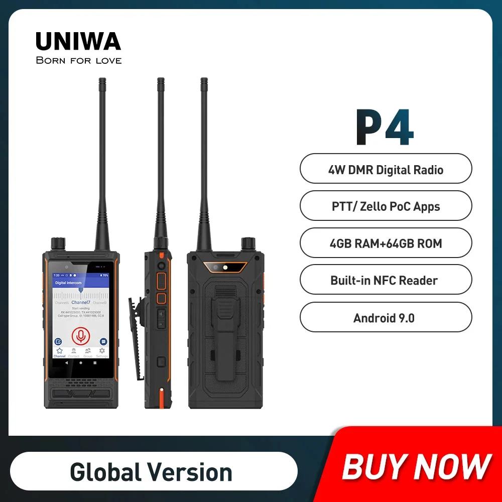 UNIWA Ʈ UHF/VHF 4W DMR Ƴα ŰŰ /PTT Ÿھ, 4GB + 64GB, ȵ̵ 9, IP68, 3000mAh NFC, P4 4G